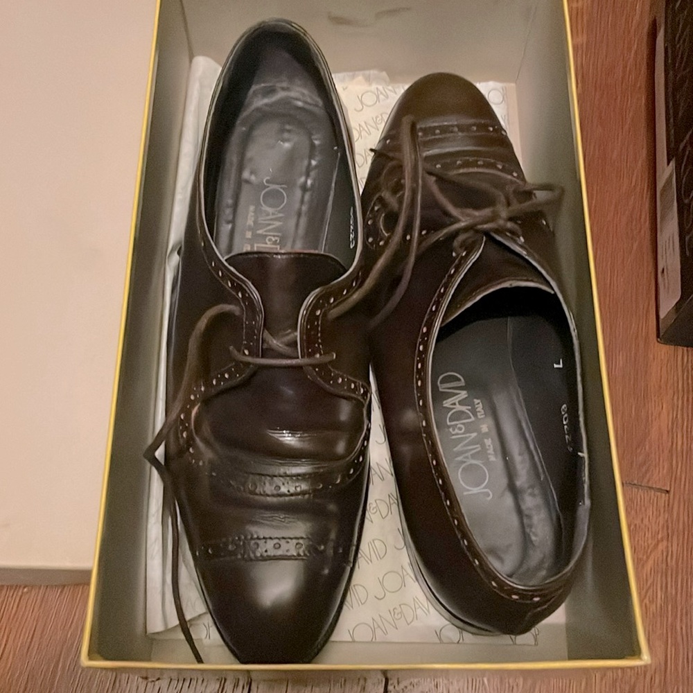 Joan & David Classic Oxford Tie On rose brown women Shoes size 7 B made in Italy